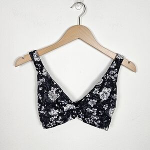 Victoria's Secret Unlined Soft Wireless Lounge Bra Black White Floral Medley S